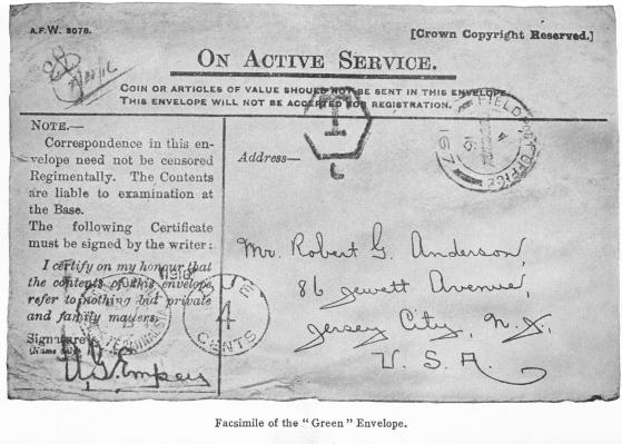 {Photo: Facsimilie of the â€œGreenâ€ Envelope.}